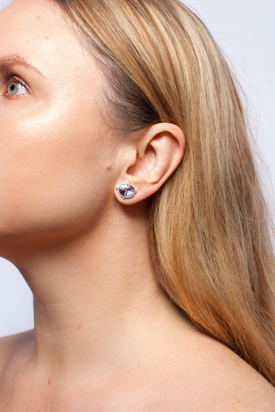 Blue and aubergine color BON BON earrings