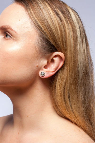 Tiny ABSTRACT earrings with fine metal luster decorated ceramics