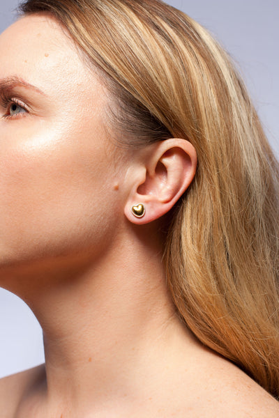 Silver earrings with gold plated ceramic hearts