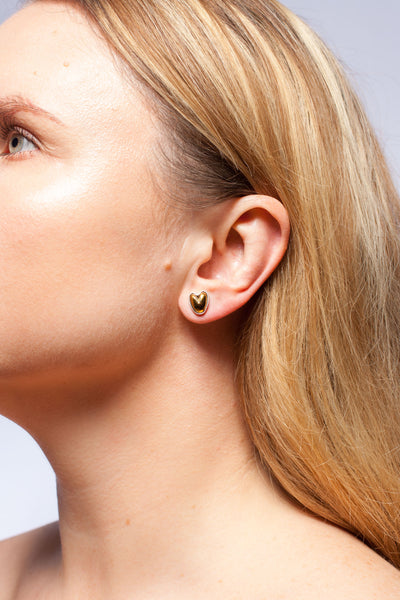 Silver earrings with gold plated ceramic hearts