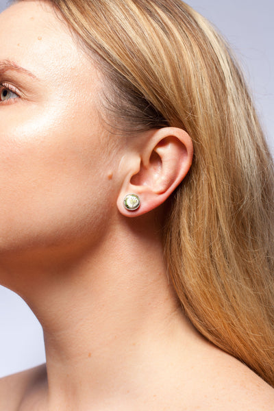 Green BON BON tiny earrings with decorated ceramics