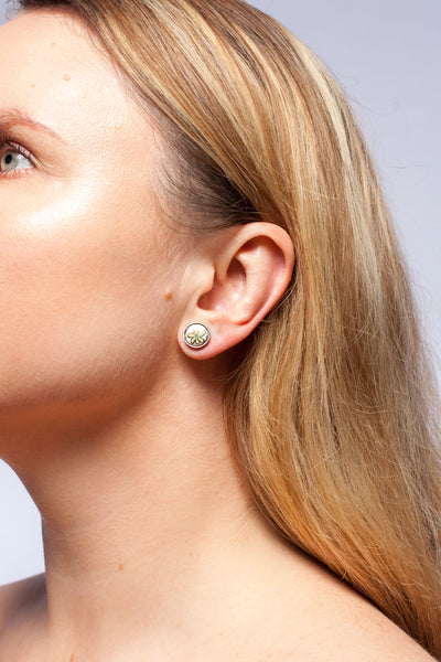 Green BON BON tiny earrings with decorated ceramics