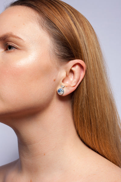BON BON Blue and pink mismatched silver earrings