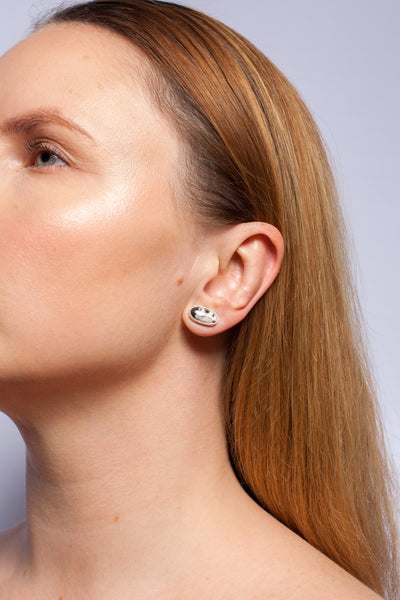 White ABSTRACT silver earrings in different forms