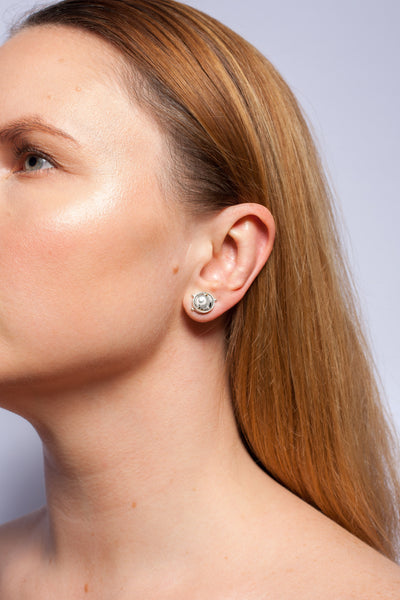 White ABSTRACT silver earrings in different forms