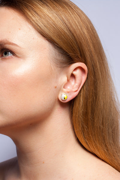 BON BON Yellow earrings decorated with lusters