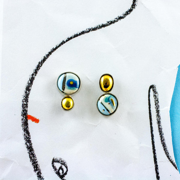 Zili un balti sudraba auskari