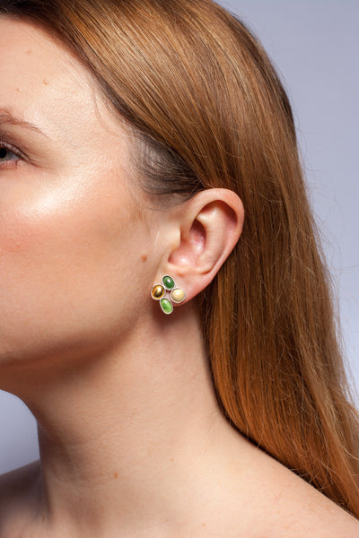 Green and butter yellow bubble earrings