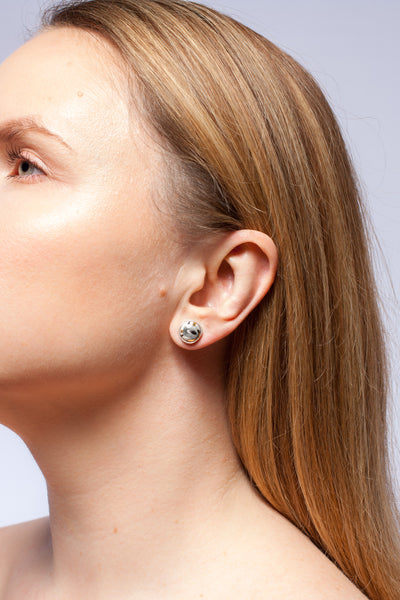 White and black ABSTRACT earrings with graphic design