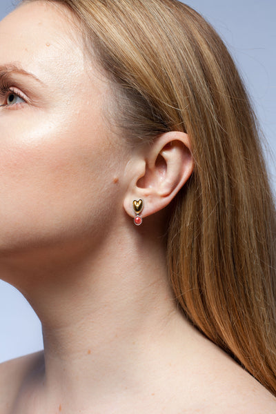 3X3 collection raspberry and black silver earrings