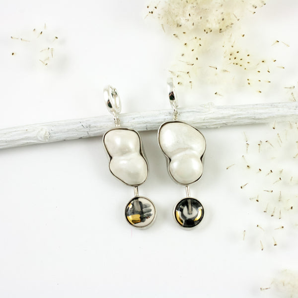 Black and white dangle earrings ABSTRACT
