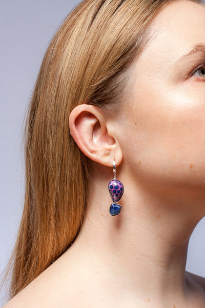 BON BON violeti un tumši zili piekaramie auskari