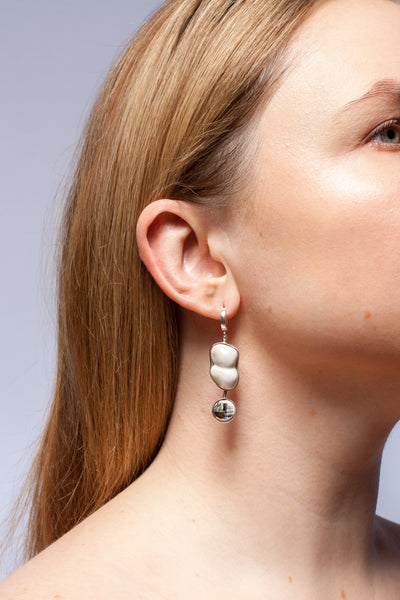 Black and white dangle earrings ABSTRACT