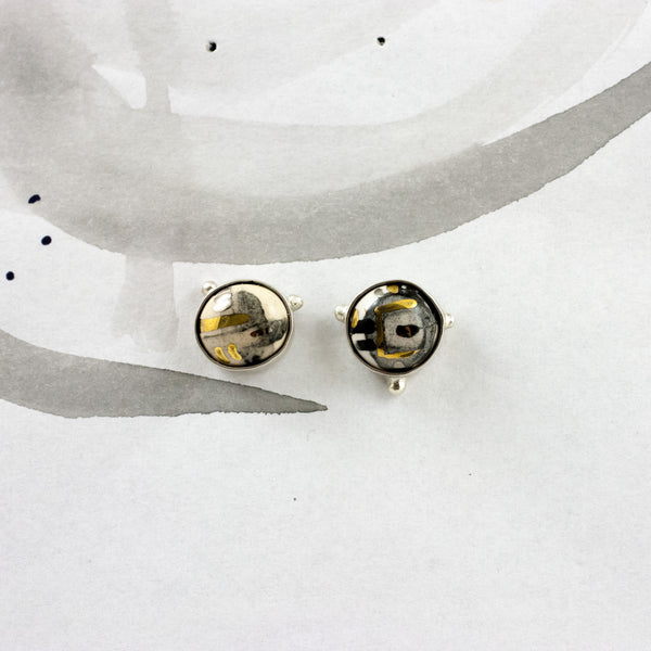 Juodi ir auksiniai ABSTRACT mažyčiai sidabro auskarai