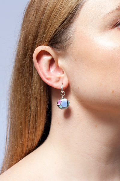 BON BON turquoise dangle earrings with platinum luster