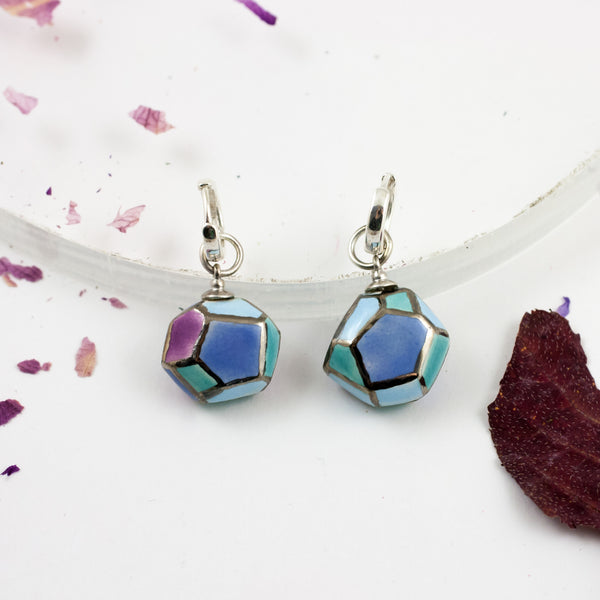 BON BON turquoise dangle earrings with platinum luster