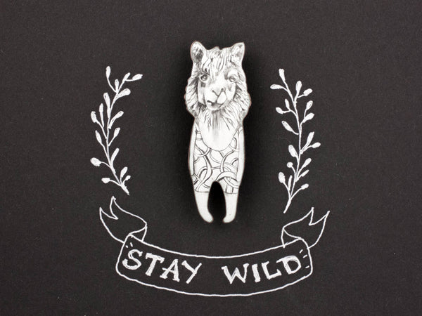 Enamel brooch Llama with a swimming suit - Aiste Jewelry