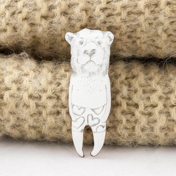 Enamel brooch Bear with swimming trunks - Aiste Jewelry