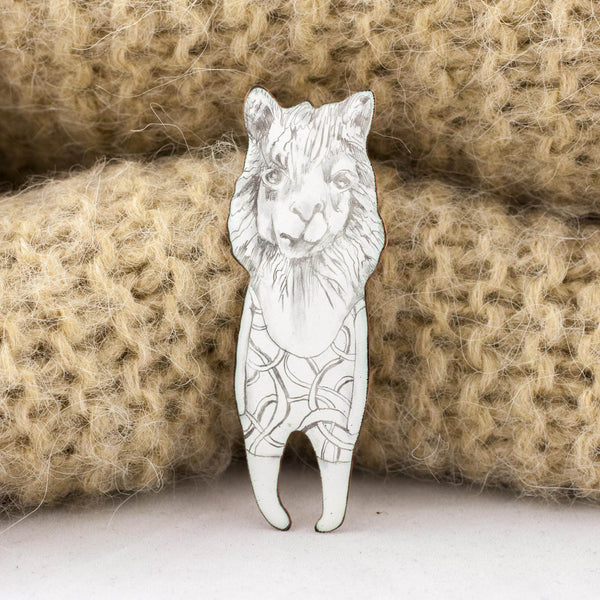 Enamel brooch Llama with a swimming suit - Aiste Jewelry