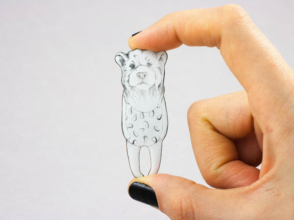 Enamel brooch Lady Bear with a swimsuit - Aiste Jewelry