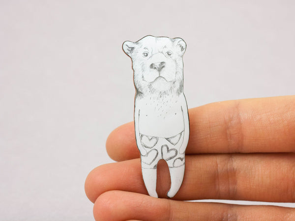 Enamel brooch Bear with swimming trunks - Aiste Jewelry