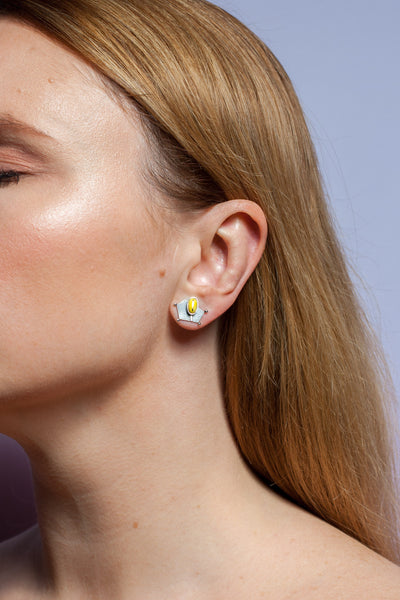 Yellow and gold color earrings with oxidized silver - Aiste Jewelry