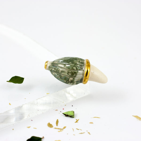 White and green organic form brooch - Aiste Jewelry