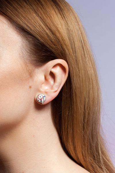 White Abstract silver earrings - Aiste Jewelry