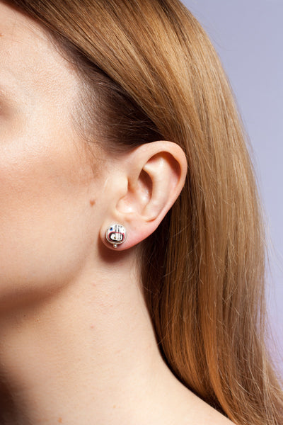 White Abstract silver earrings - Aiste Jewelry