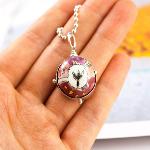 0 BON BON dark red pendant with a flower - Aiste Jewelry