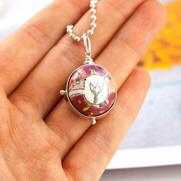 0 BON BON dark red pendant with a flower - Aiste Jewelry