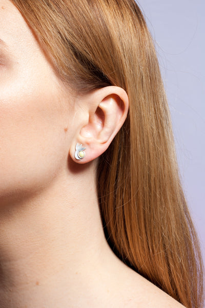 Yellow earrings with blackened silver - Aiste Jewelry