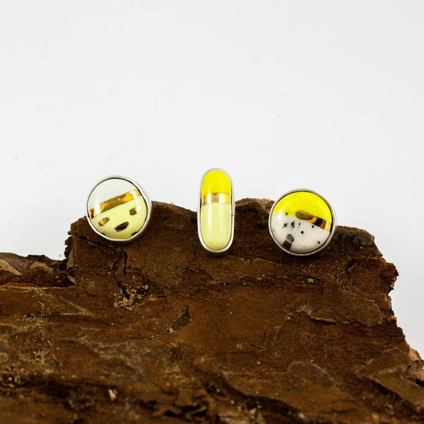 3X3 collection yellow and white silver earrings - Aiste Jewelry