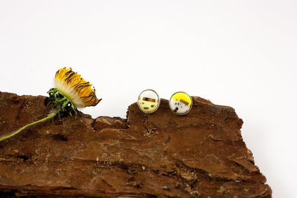 3X3 collection yellow and white silver earrings - Aiste Jewelry