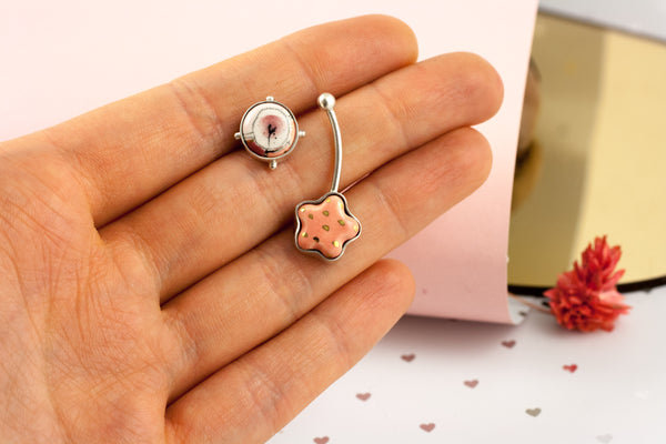 3X3 collection pink silver earrings with a flower - Aiste Jewelry