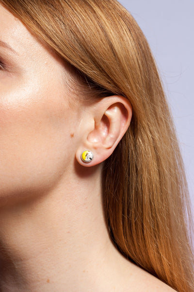 3X3 collection yellow and white silver earrings - Aiste Jewelry