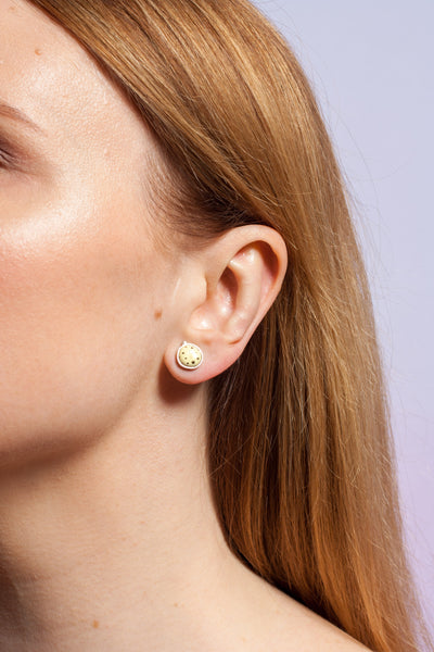 3X3 collection yellow and black asymmetrical silver stud earrings - Aiste Jewelry