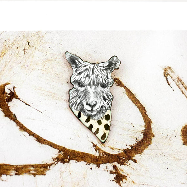 Enamel pin Llama with a scarf - Aiste Jewelry