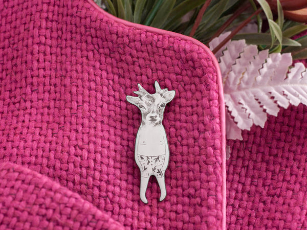 Enamel brooch Deer with swimming trunks - Aiste Jewelry