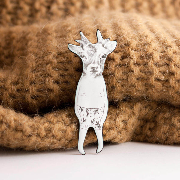 Enamel brooch Deer with swimming trunks - Aiste Jewelry