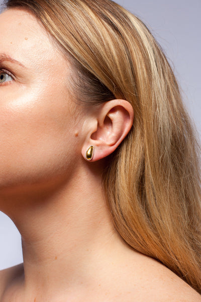 DROPS silver stud earrings with gold decorated ceramics
