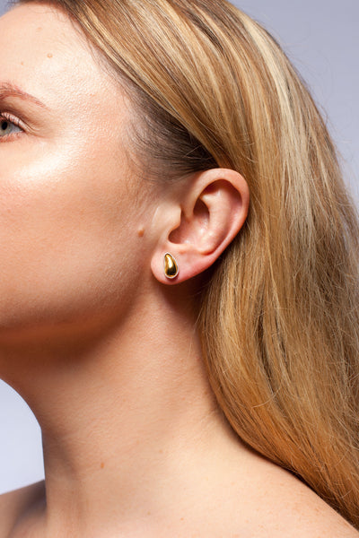 DROPS silver stud earrings with gold decorated ceramics
