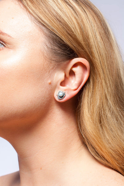 Turqoise mismatched oxidized silver earrings