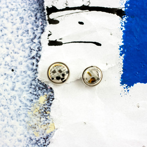 ABSTRACT checked stud earrings