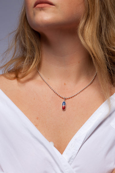 Red and blue ceramic pendant
