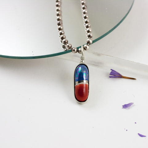 Red and blue ceramic pendant