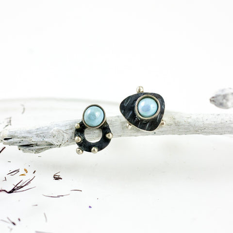 Turqoise mismatched oxidized silver earrings