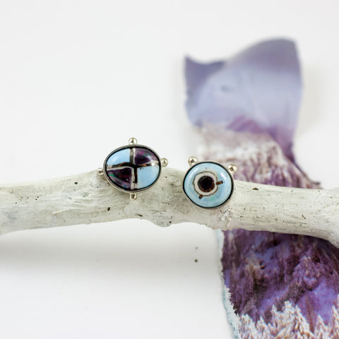 Blue and aubergine color BON BON earrings