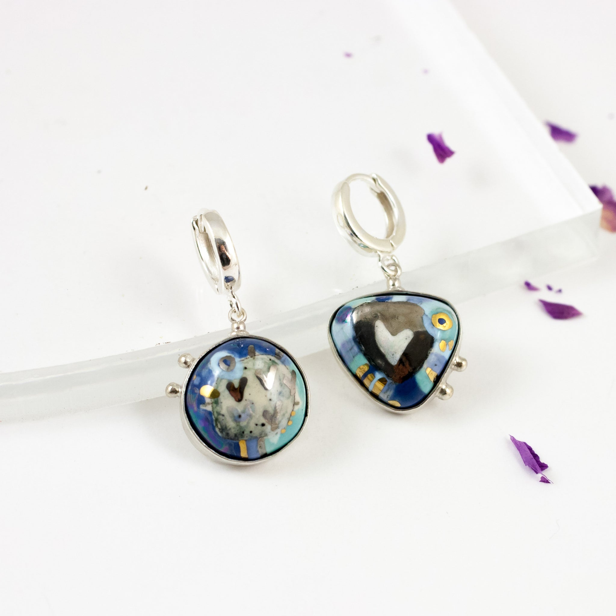 BON BON blue earrings with lusters