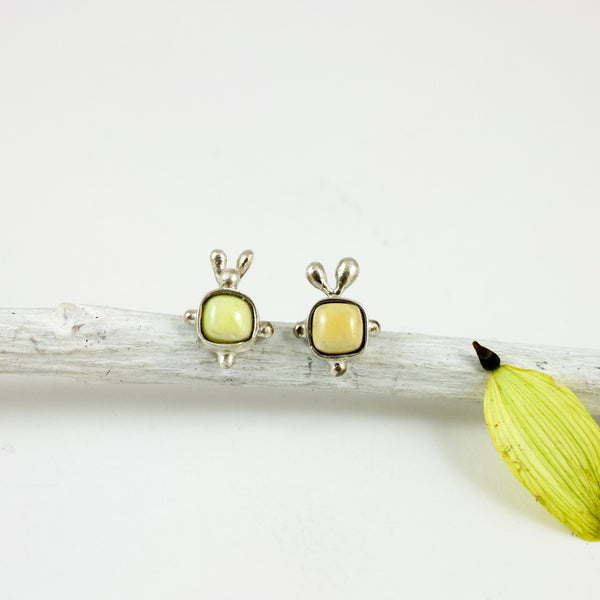 Tiny yellow silver earrings